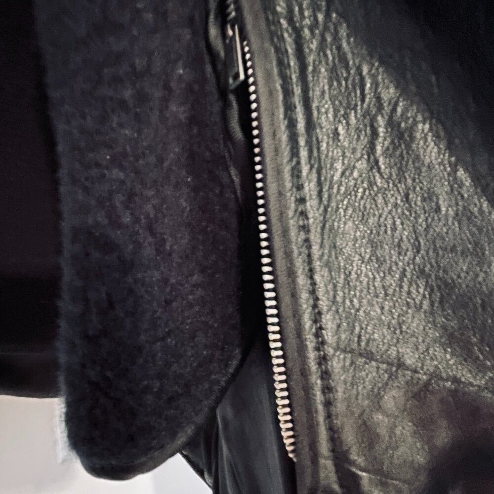 VGVUC Vntg 1950/60's Ladies Black Leather Jacket, Pockets, Zip-Out Lining, Sz L - Picture 14 of 16